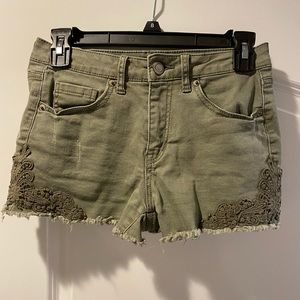 Green high waisted shorty shorts from Aeropostale